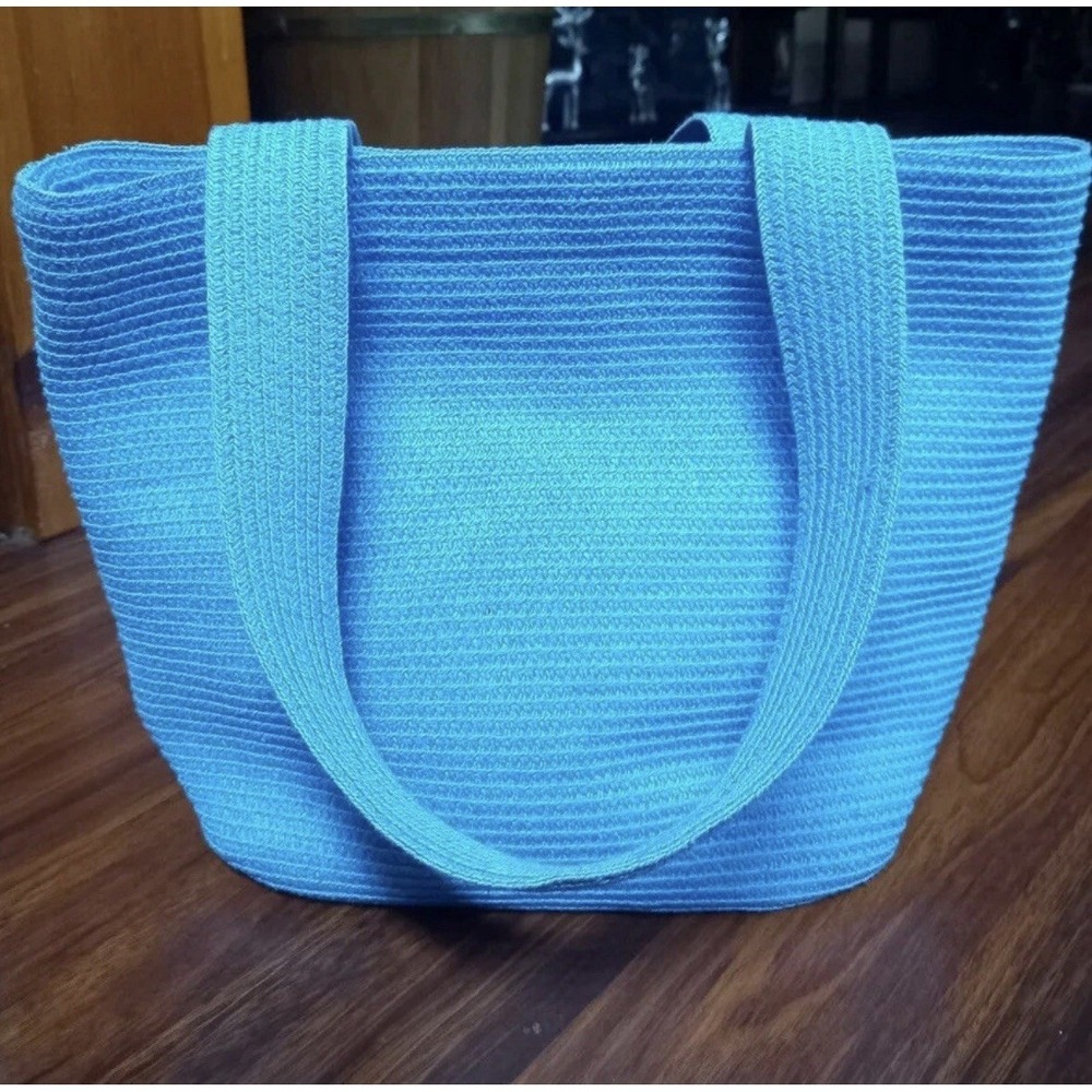Blue Talbots Women's‎ Straw Tote Bag Summer Bag